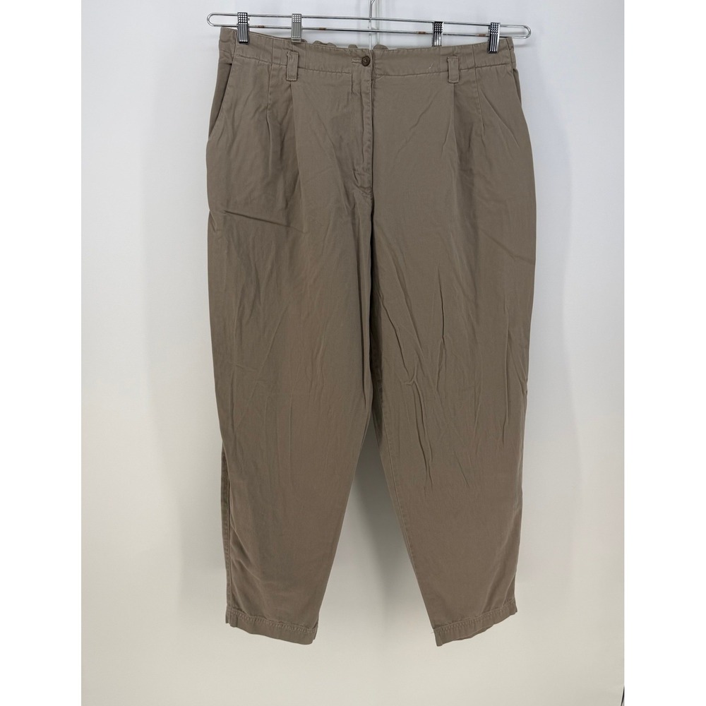 Venezia Chinos  Womens 22 Brown Pleated High Rise Elastic Back Cotton 90s Mom